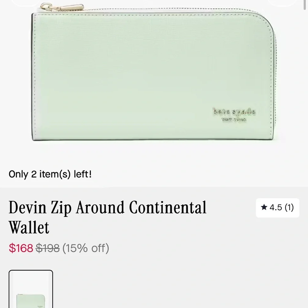 Kate Spade Mint Green Card Holder - Picture 9 of 9